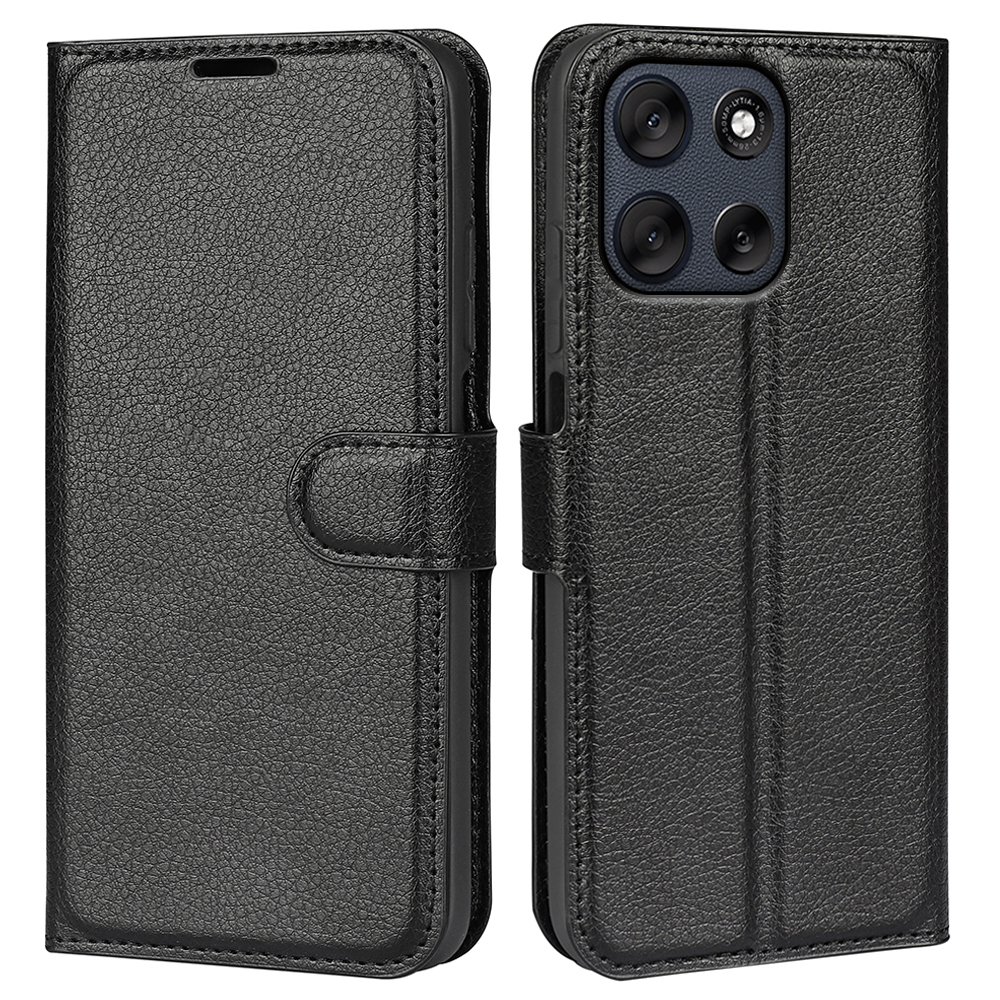  Motorola Moto G56 5G Fodral Litchi Läder Svart