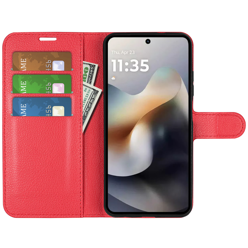  Motorola Moto G56 5G Fodral Litchi Läder Röd