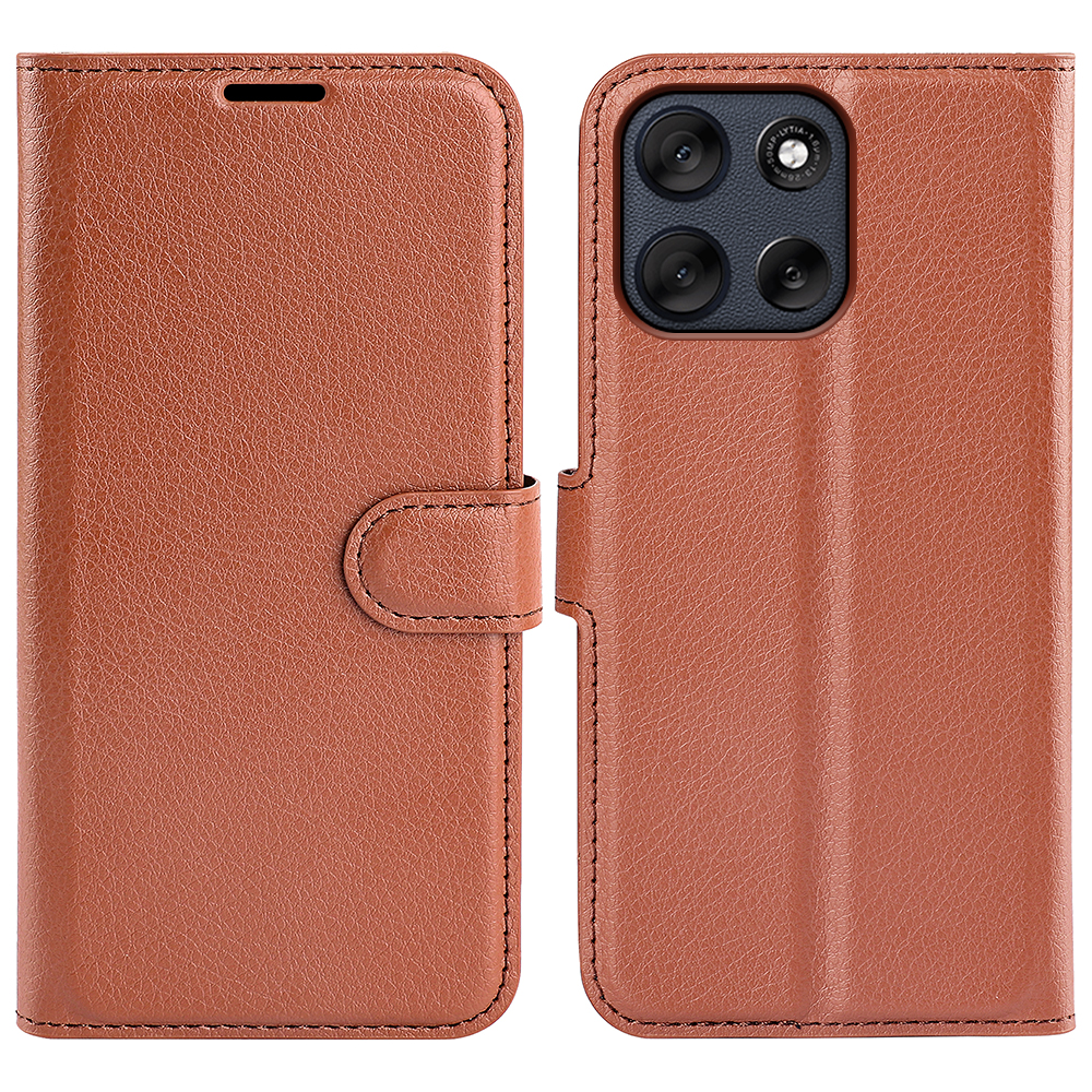  Motorola Moto G56 5G Fodral Litchi Läder Brun