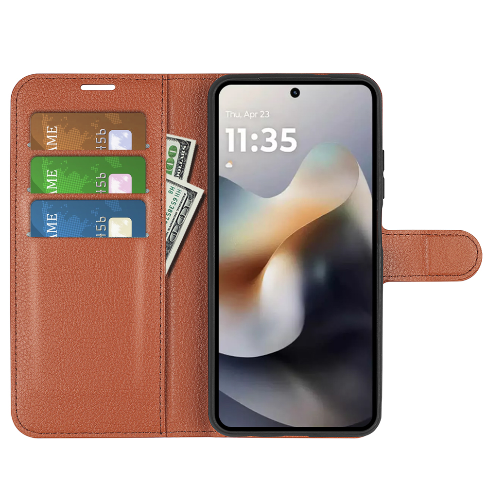  Motorola Moto G56 5G Fodral Litchi Läder Brun