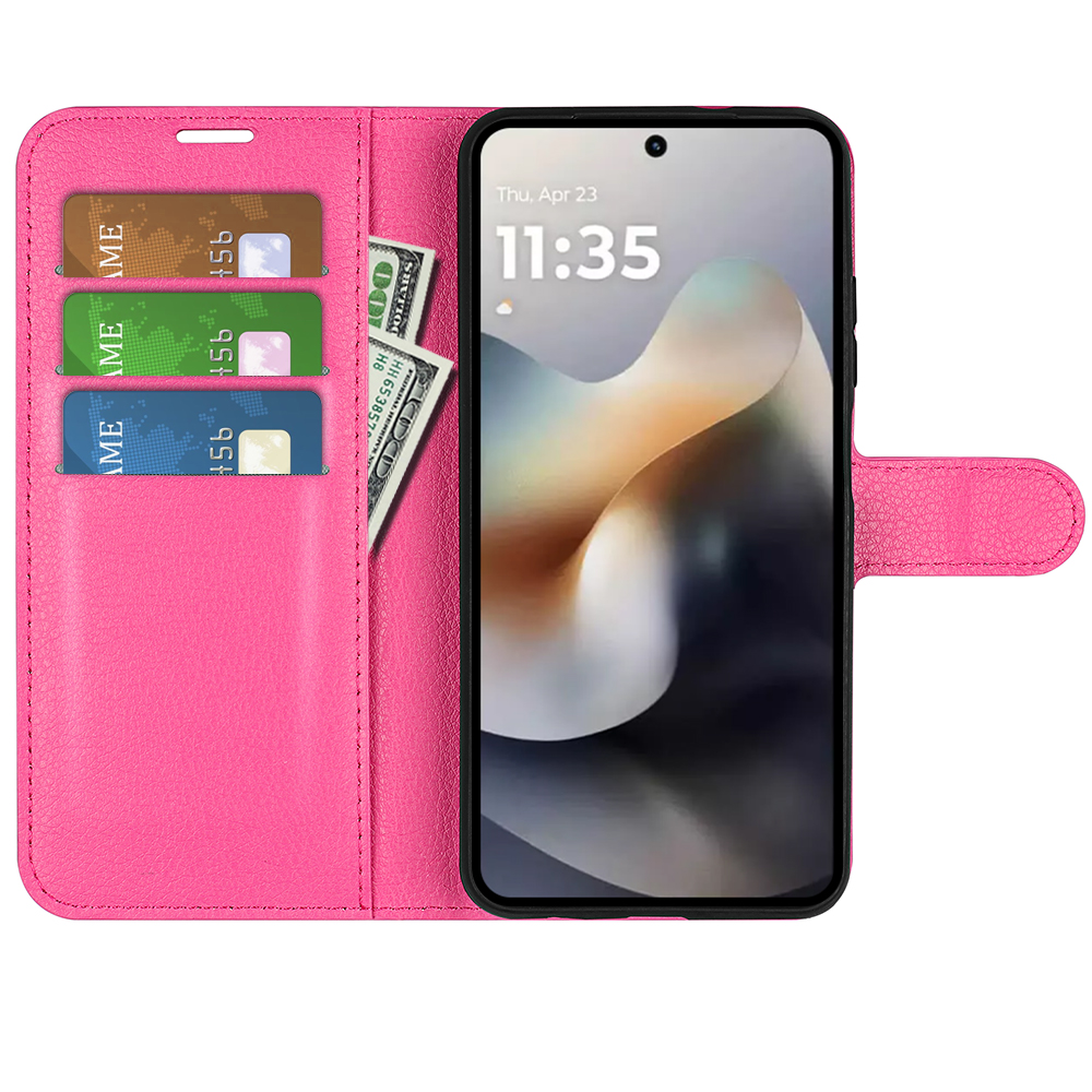  Motorola Moto G56 5G Fodral Litchi Läder Rosa