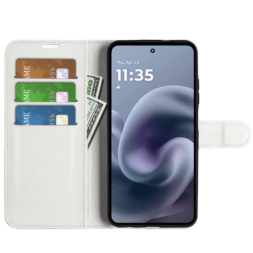  Motorola Moto G86 5G Fodral Litchi Läder Vit