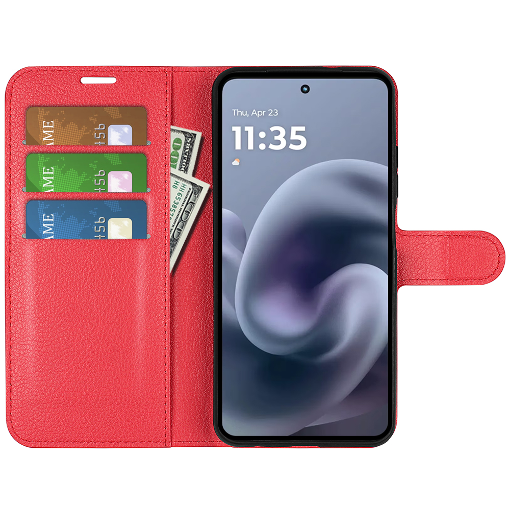  Motorola Moto G86 5G Fodral Litchi Läder Röd