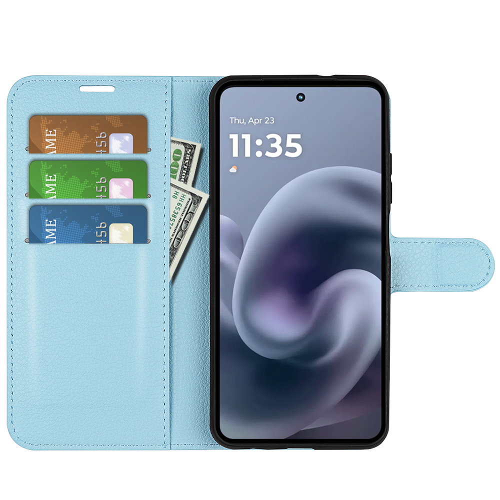  Motorola Moto G86 5G Fodral Litchi Läder Blå