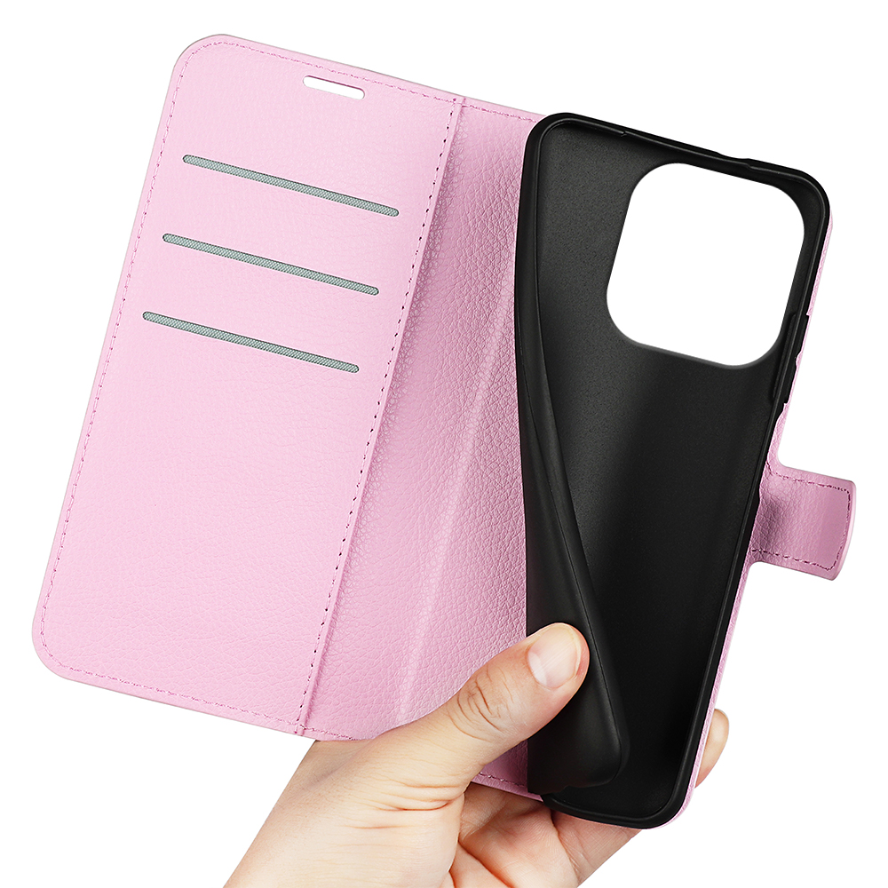  Motorola Moto G86 5G Fodral Litchi Läder Ljus Rosa
