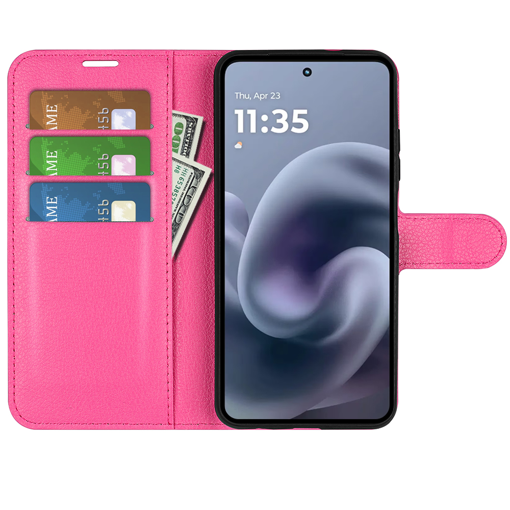  Motorola Moto G86 5G Fodral Litchi Läder Rosa
