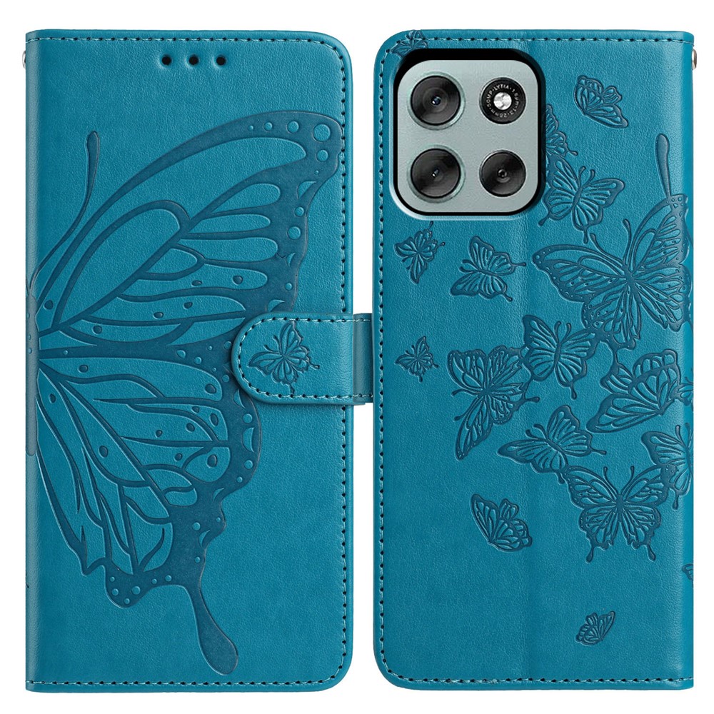  Motorola Moto G56 5G Fodral Fjäril Tryck Blå