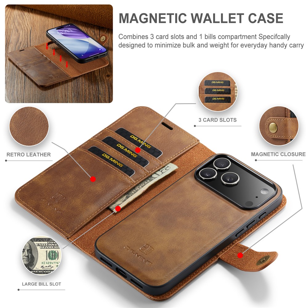 DG.MING DG.MING iPhone 17 Pro 2in1 Magnet Fodral / Skal Brun