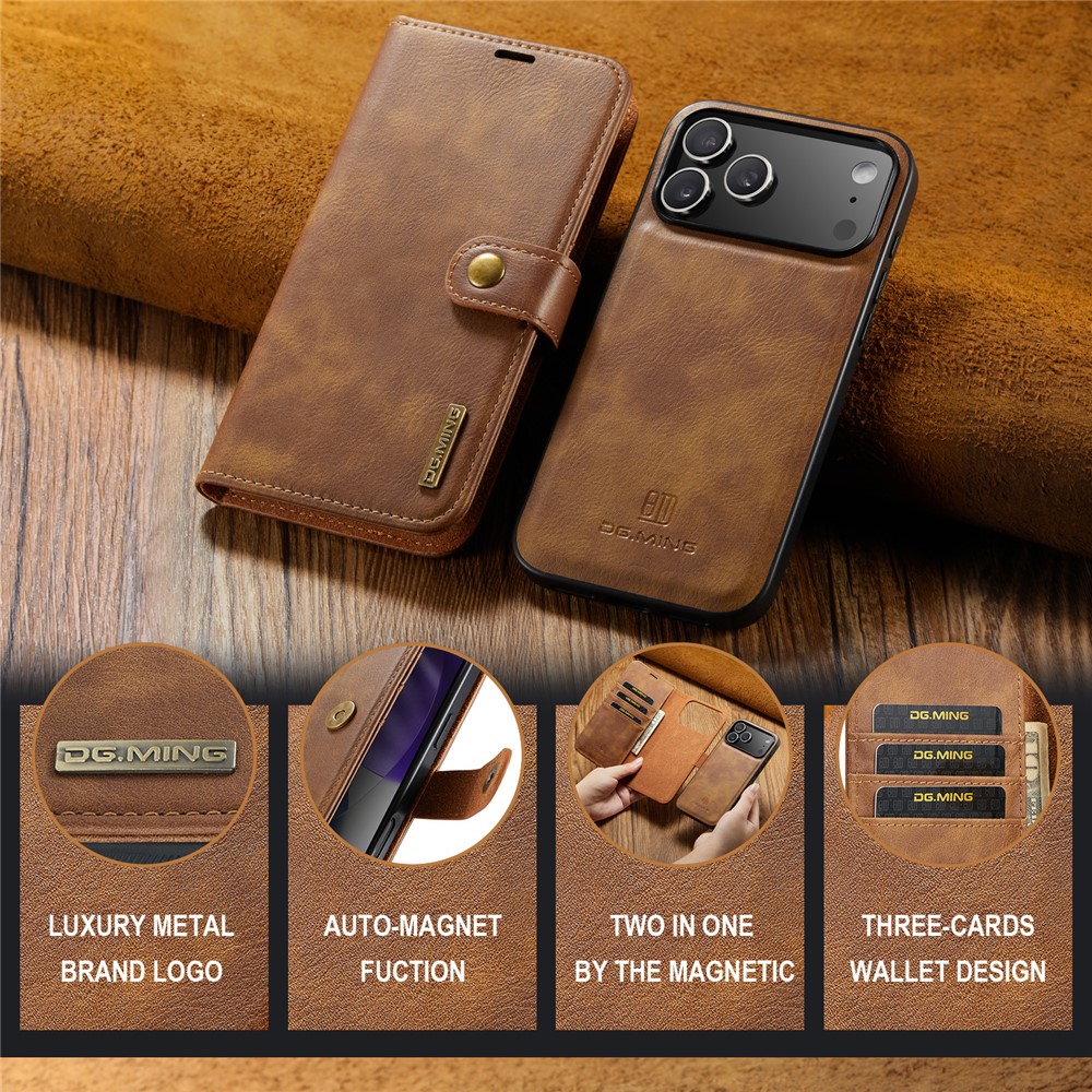 DG.MING DG.MING iPhone 17 Pro 2in1 Magnet Fodral / Skal Brun