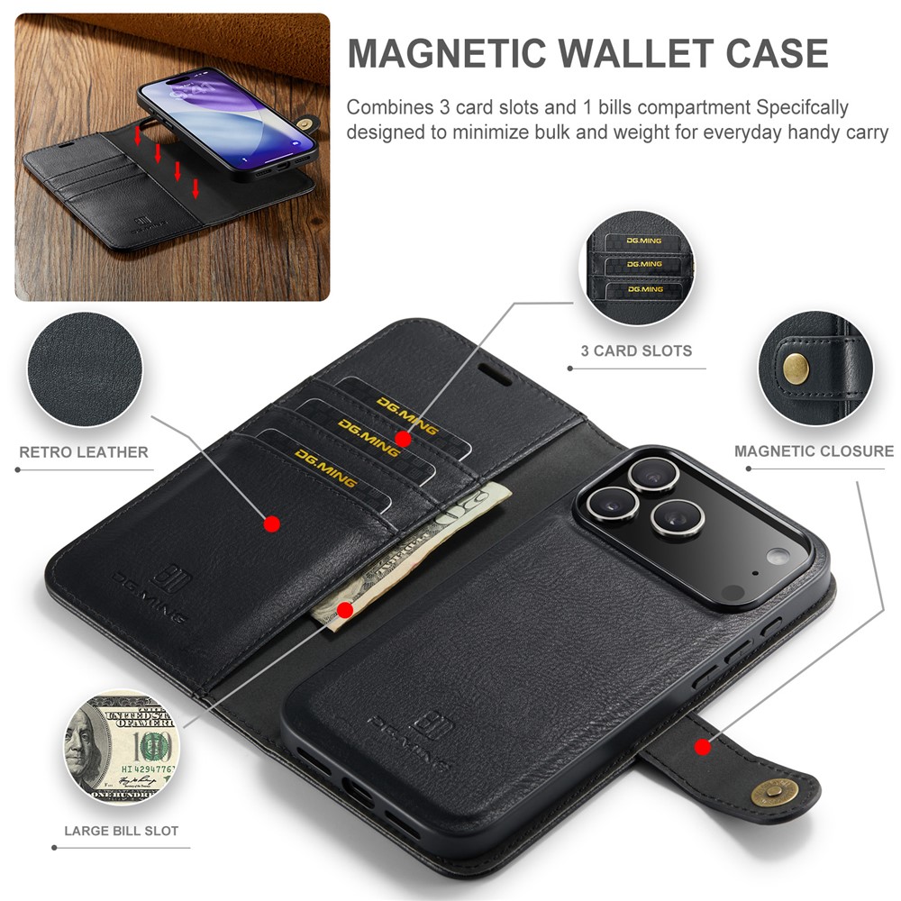 DG.MING DG.MING iPhone 17 Pro Max 2in1 Magnet Fodral / Skal Svart