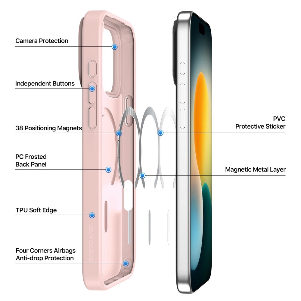 DUX DUCIS DUX DUCIS iPhone 17 Pro Skal MagSafe Yind Series Rosa