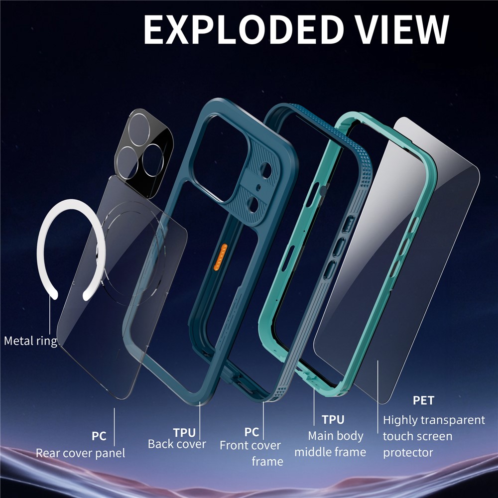 ShellBox ShellBox iPhone 17 Pro MagSafe iP68 Vattentät Skal Blå