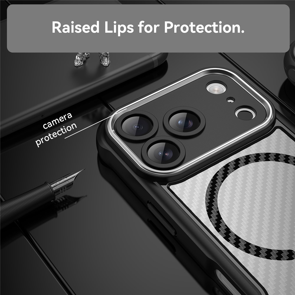  iPhone 17 Pro Skal MagSafe Kolfiber Textur Svart