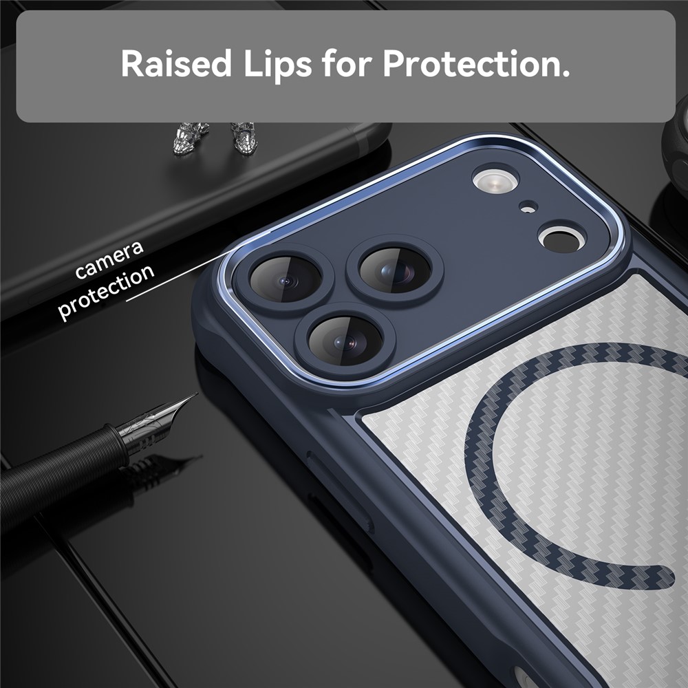  iPhone 17 Pro Max Skal MagSafe Kolfiber Textur Blå