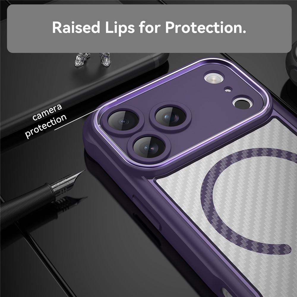  iPhone 17 Pro Max Skal MagSafe Kolfiber Textur Lila