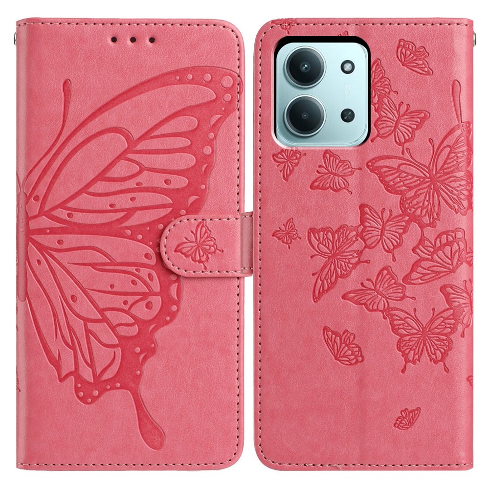  Xiaomi Redmi 15C Fodral Fjäril Tryck Rosa