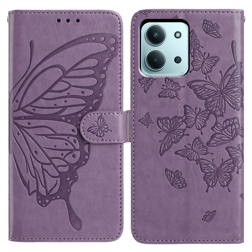  Xiaomi Redmi 15C Fodral Fjäril Tryck Lila
