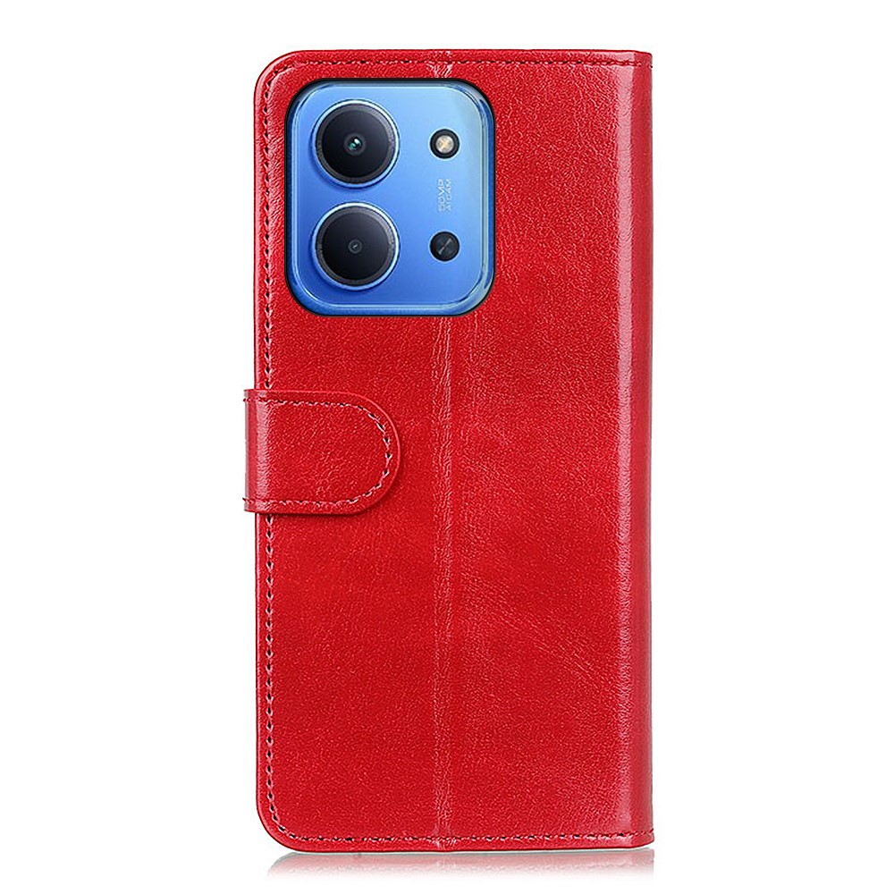  Xiaomi Redmi 15C Fodral Crazy Horse Läder Röd