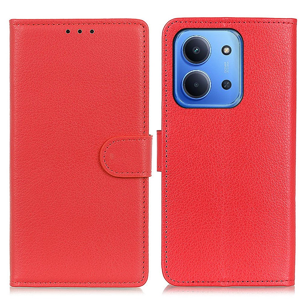  Xiaomi Redmi 15C Fodral Litchi Läder Röd