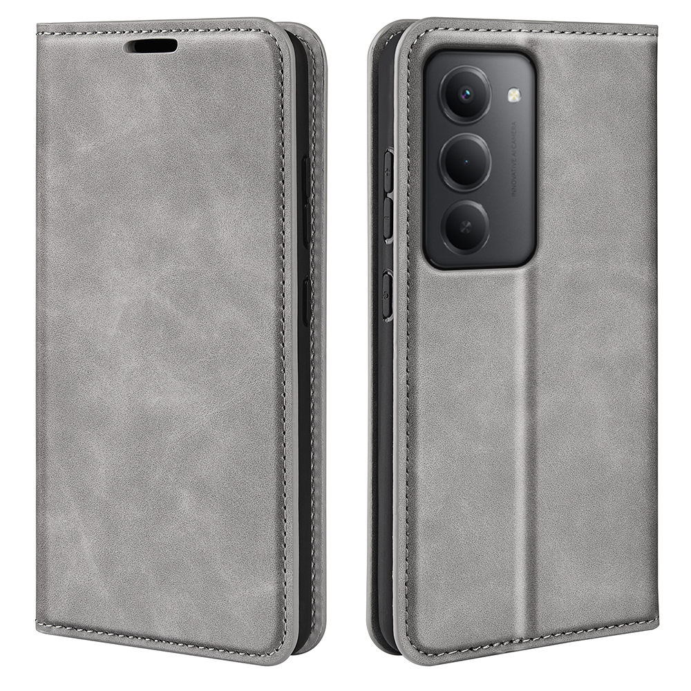  Xiaomi Redmi 15 Fodral Skin Touch Läder Grå