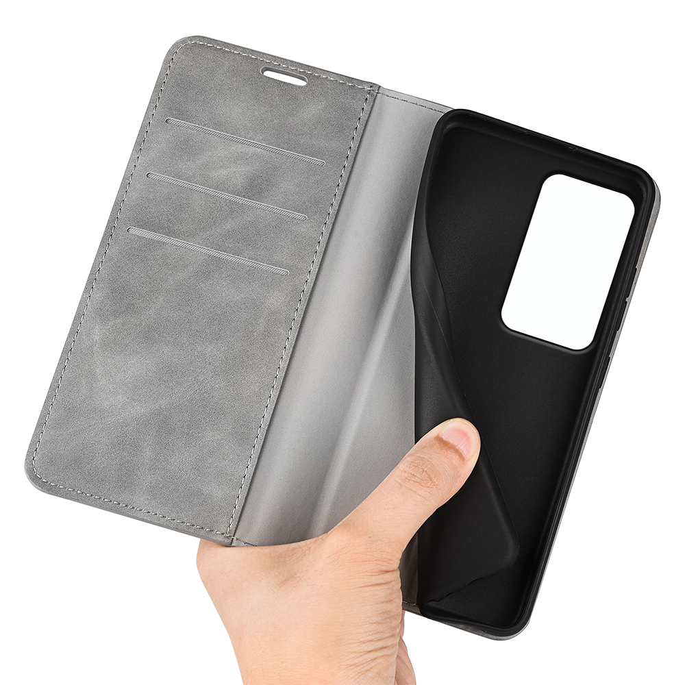  Xiaomi Redmi 15 Fodral Skin Touch Läder Grå