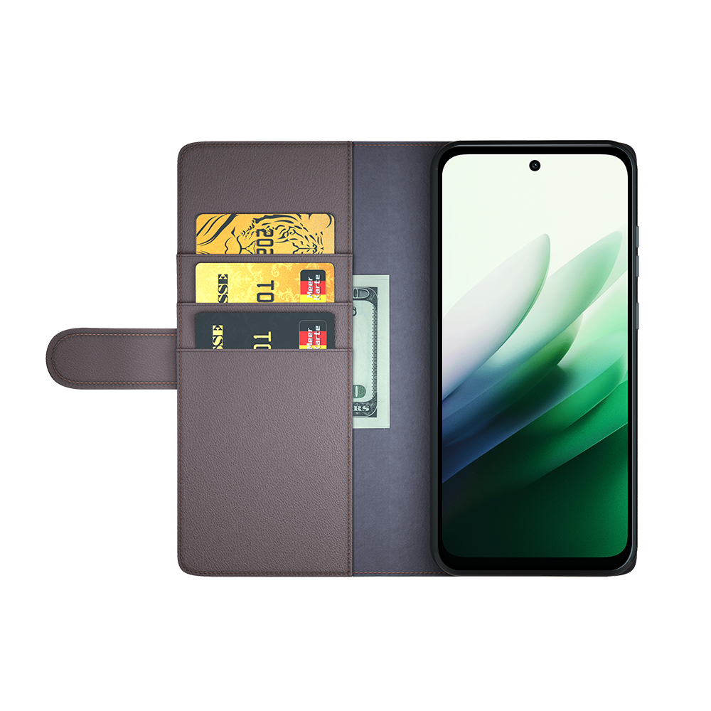  Xiaomi Redmi 15 Fodral Premium Äkta Läder Brun