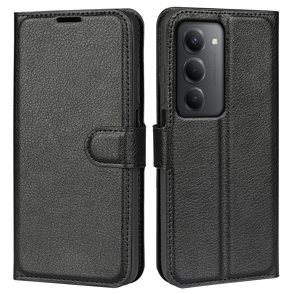  Xiaomi Redmi 15 Fodral Litchi Läder Svart