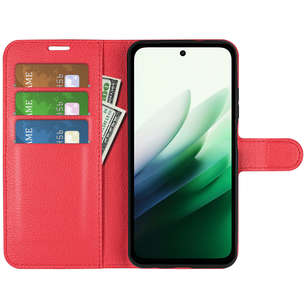  Xiaomi Redmi 15 Fodral Litchi Läder Röd