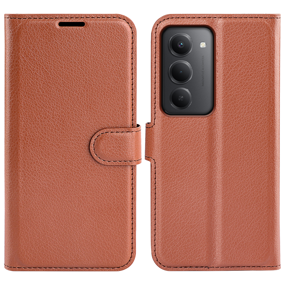  Xiaomi Redmi 15 Fodral Litchi Läder Brun