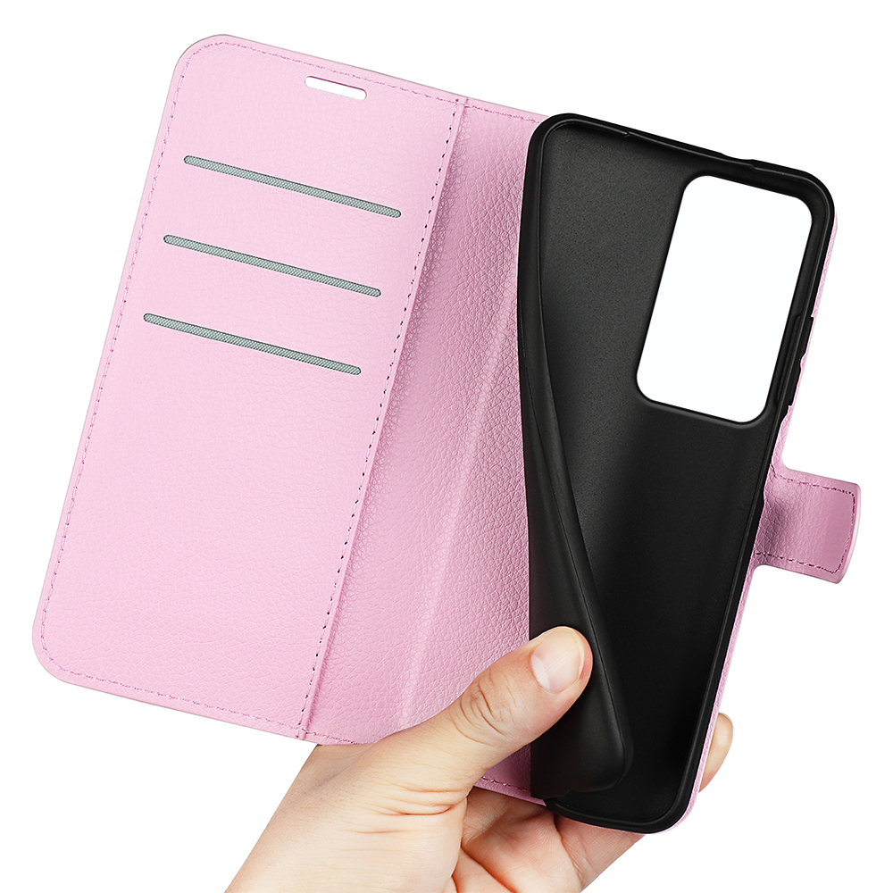  Xiaomi Redmi 15 Fodral Litchi Läder Ljus Rosa