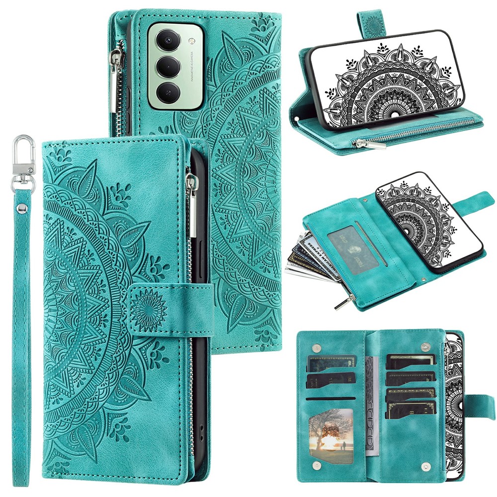  Xiaomi Redmi 15 Fodral Mandala Läder Grön