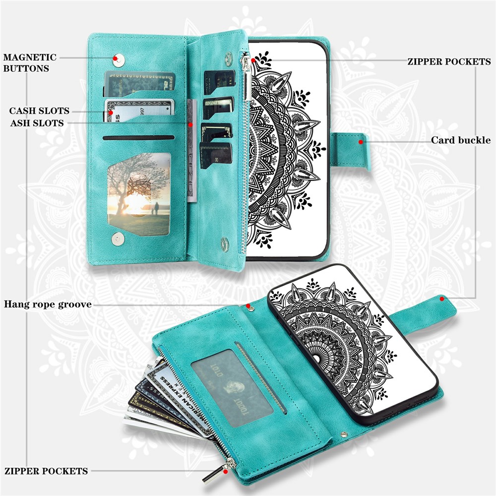  Xiaomi Redmi 15 Fodral Mandala Läder Grön