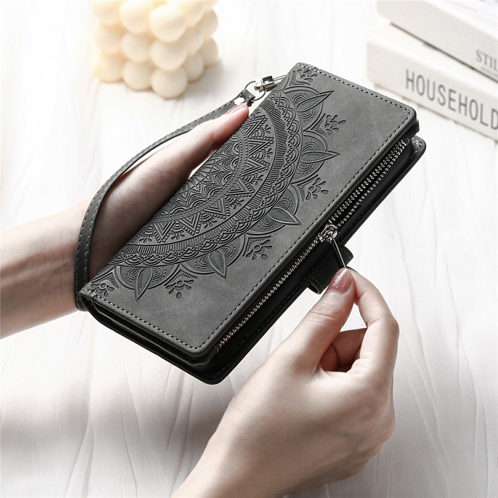  Xiaomi Redmi 15 Fodral Mandala Läder Grå