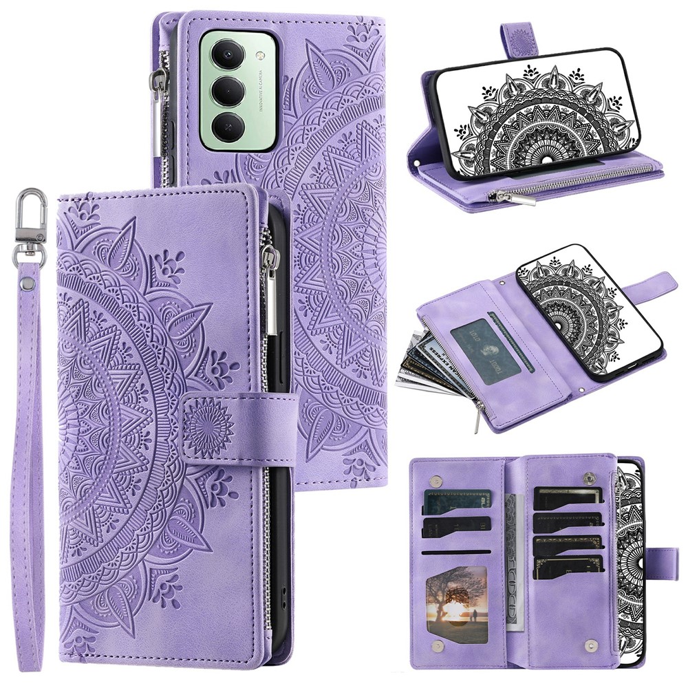  Xiaomi Redmi 15 Fodral Mandala Läder Lila