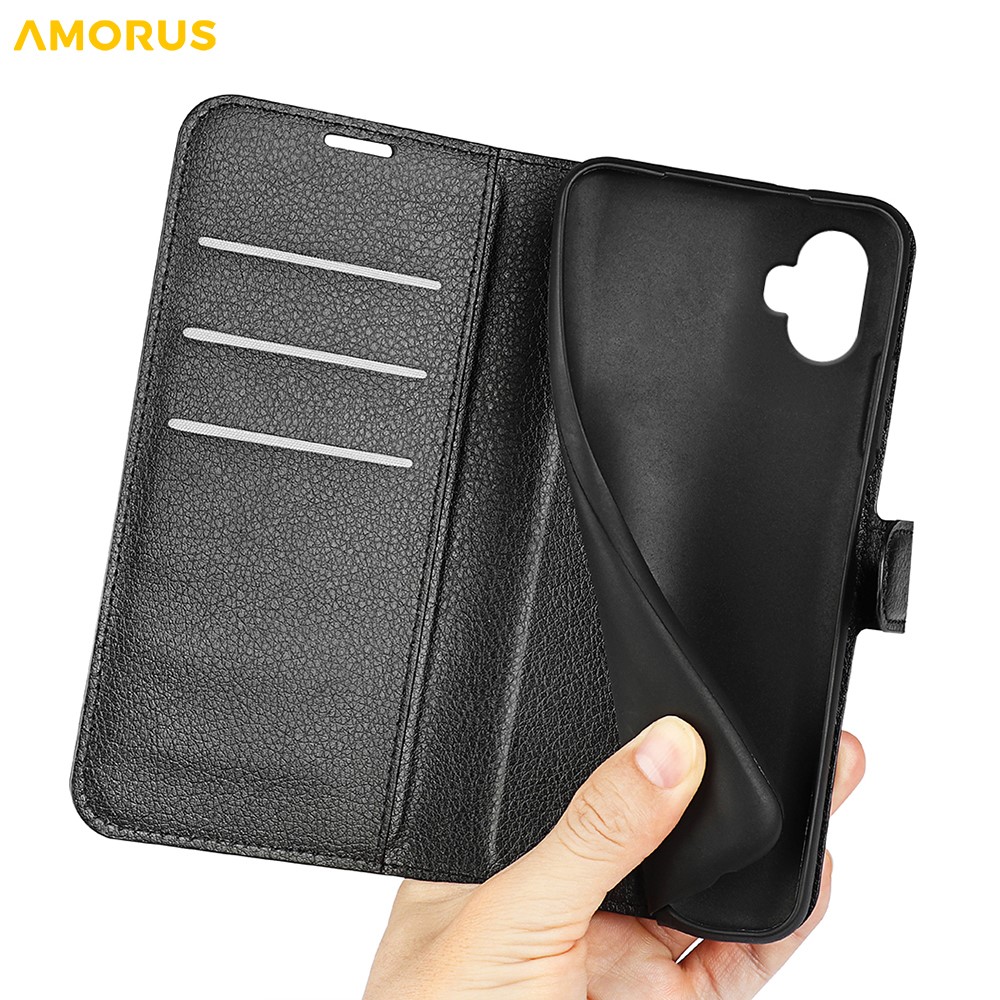 AMORUS AMORUS Samsung Galaxy Xcover 7 Pro Fodral Litchi Läder Svart