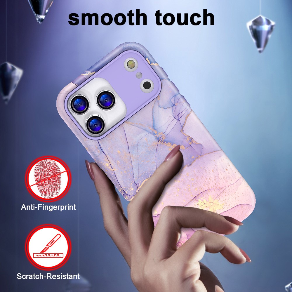  iPhone 17 Pro Skal Hybrid Med Marmor Tryck Lila / Rosa