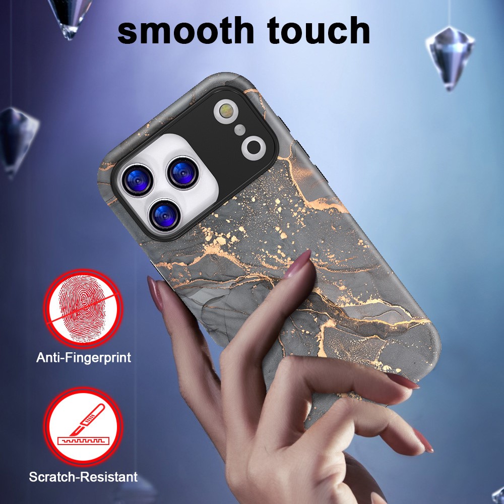  iPhone 17 Pro Skal Hybrid Med Marmor Tryck Grå / Guld