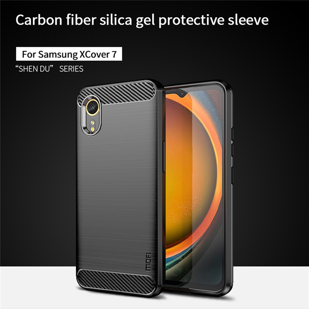 MOFI MOFI Samsung Galaxy Xcover 7 Skal Borstad Stål Textur Svart