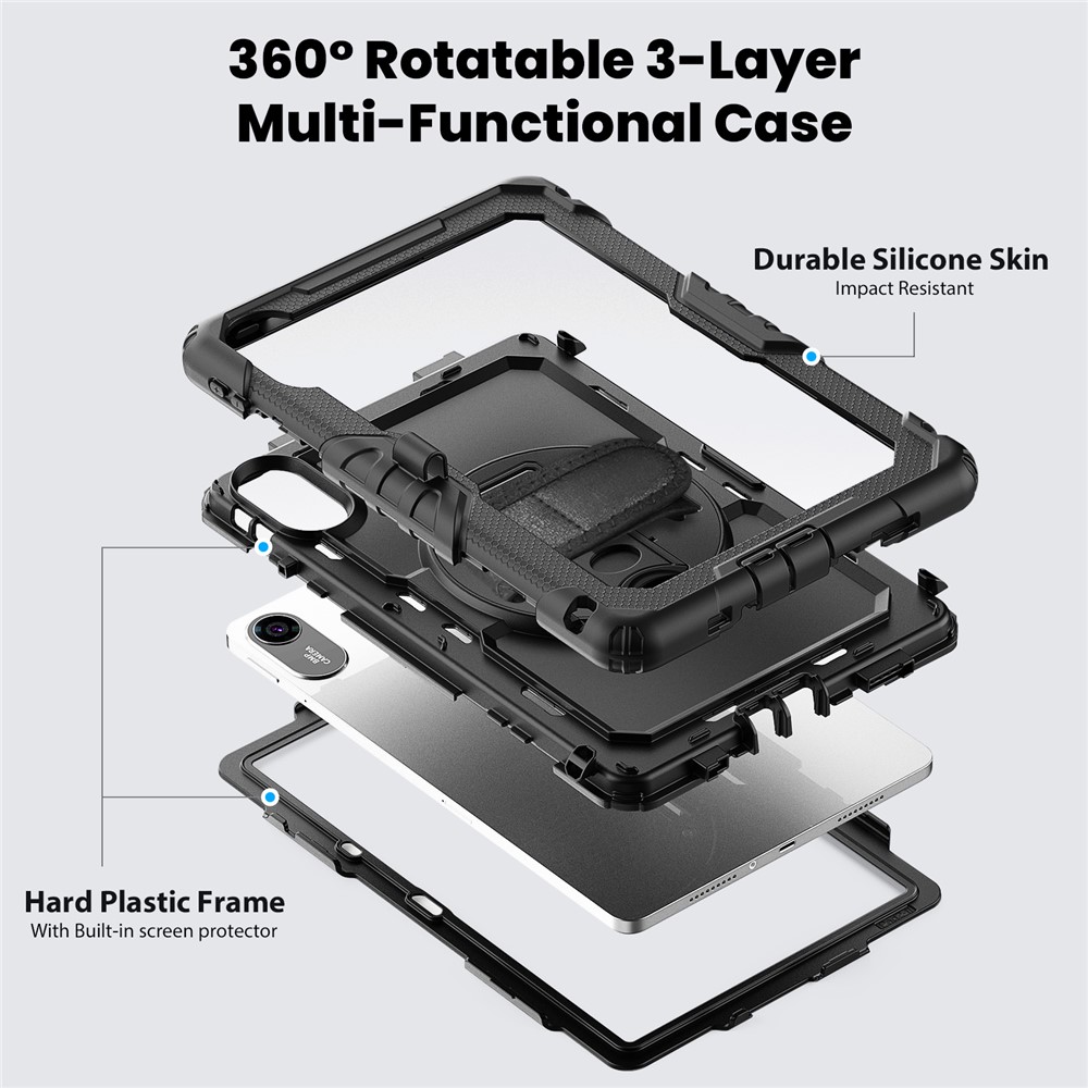  Xiaomi Redmi Pad 2 Skal 360° Kickstand Med Strap Svart