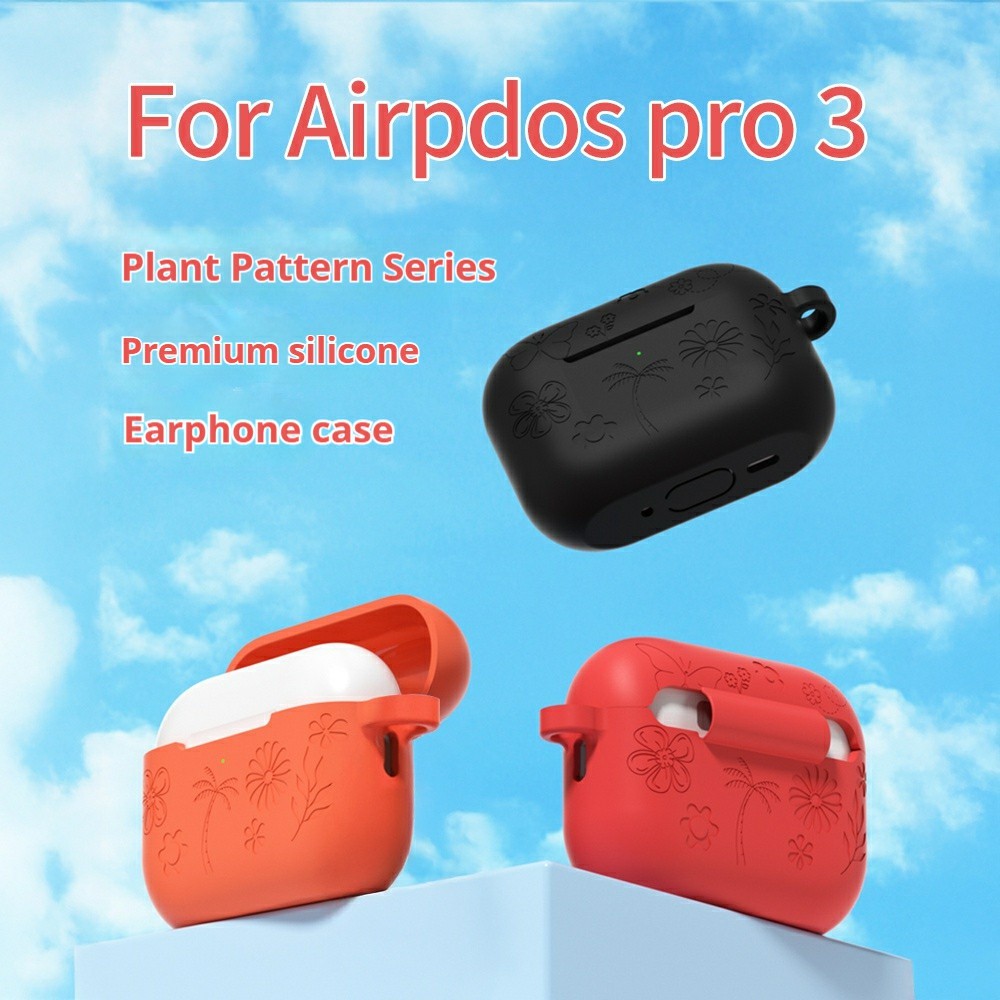  AirPods Pro 3 Skal Med Blommigt Tryck Silikon Röd