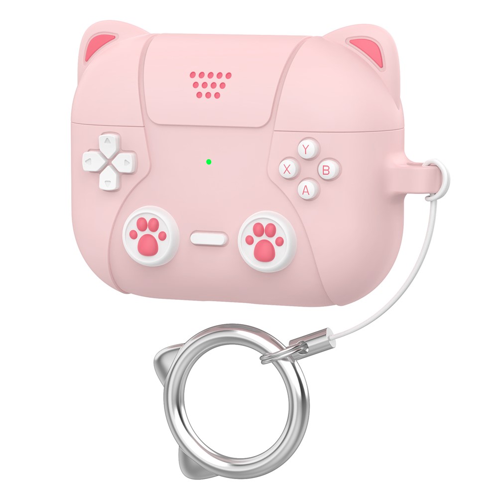  AirPods Pro 3 Skal Silikon Med Nyckelring Katt Ljus Rosa