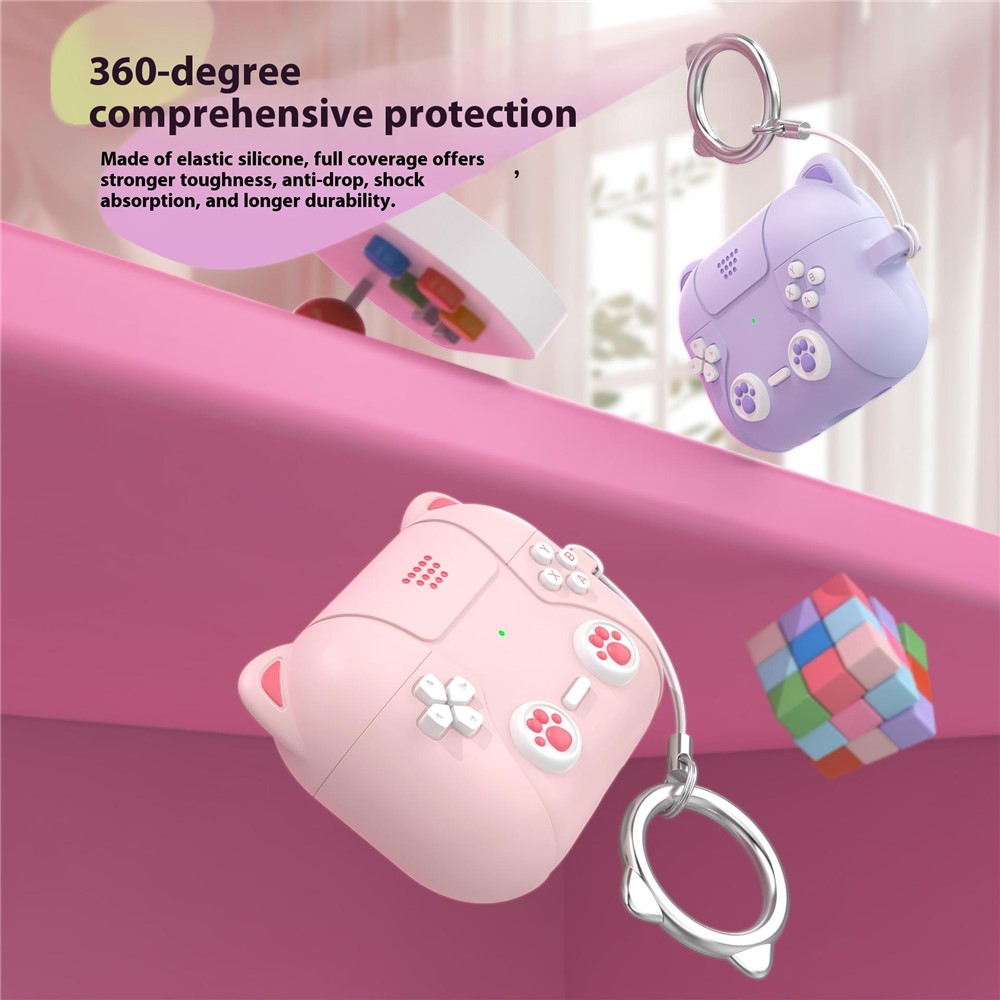  AirPods Pro 3 Skal Silikon Med Nyckelring Katt Ljus Rosa