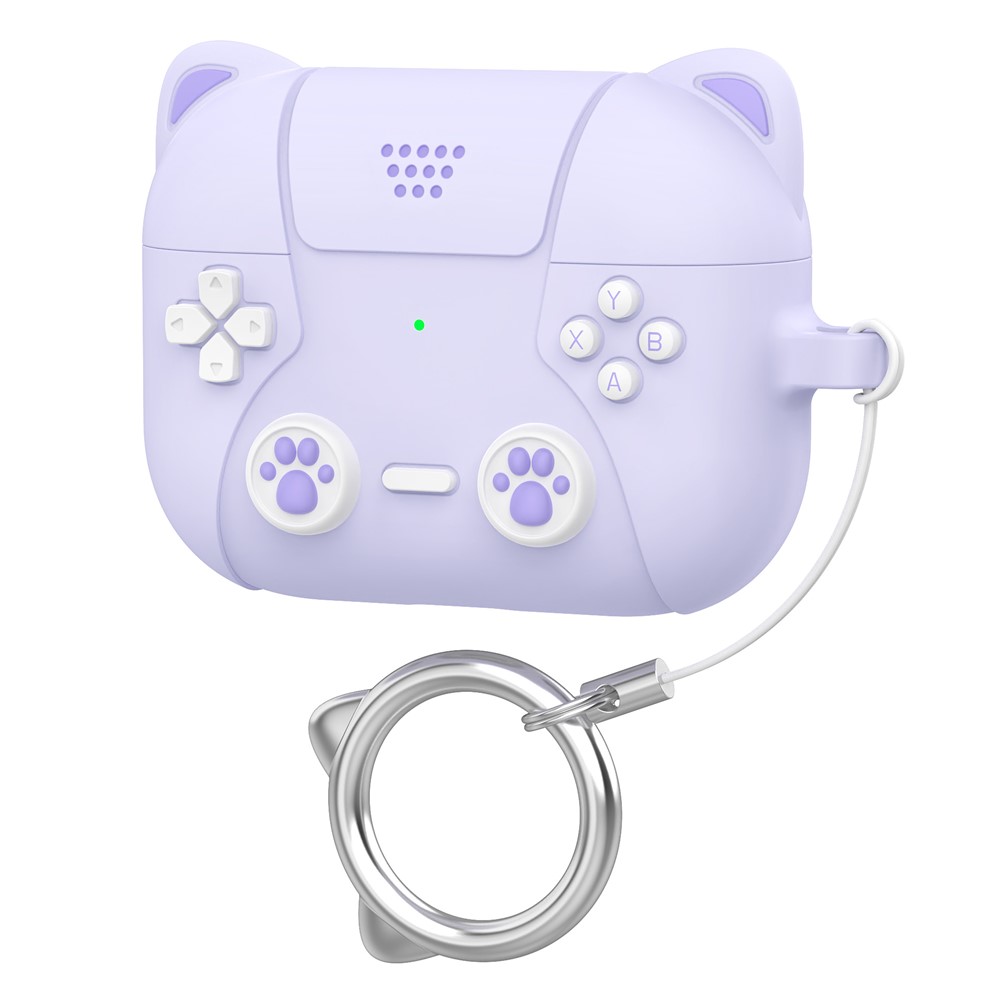  AirPods Pro 3 Skal Silikon Med Nyckelring Katt Ljus Lila
