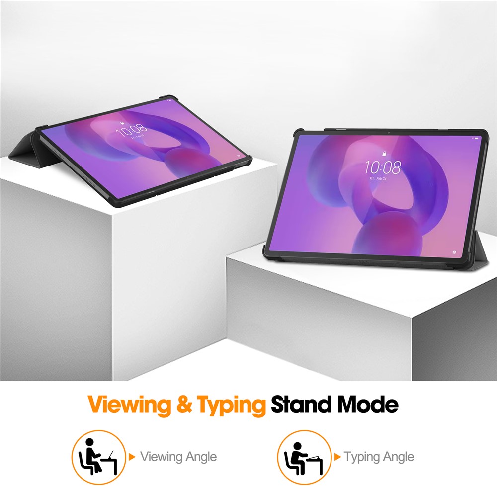  Lenovo Idea Tab Pro Fodral Tri-Fold Läder Grå