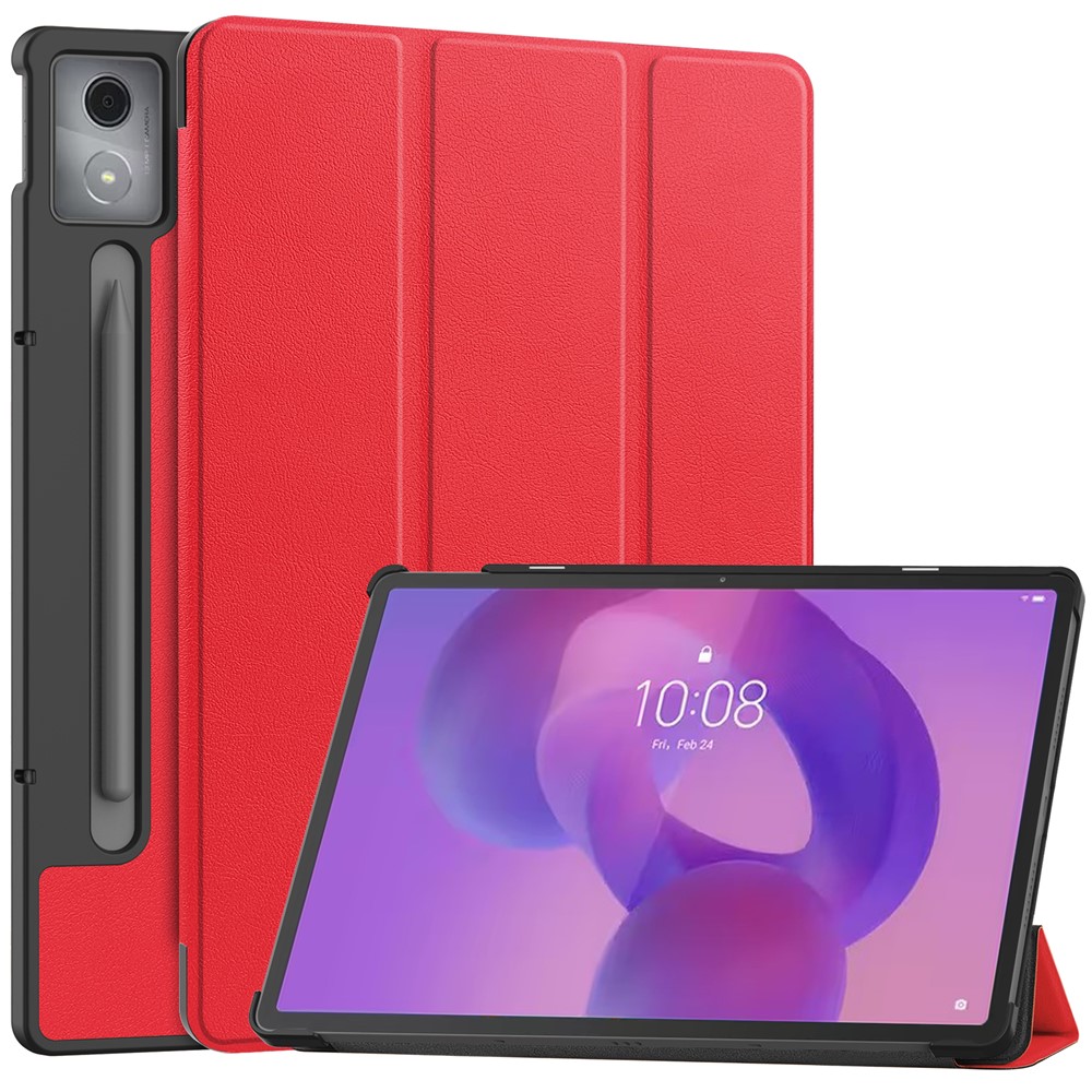  Lenovo Idea Tab Pro Fodral Tri-Fold Läder Röd