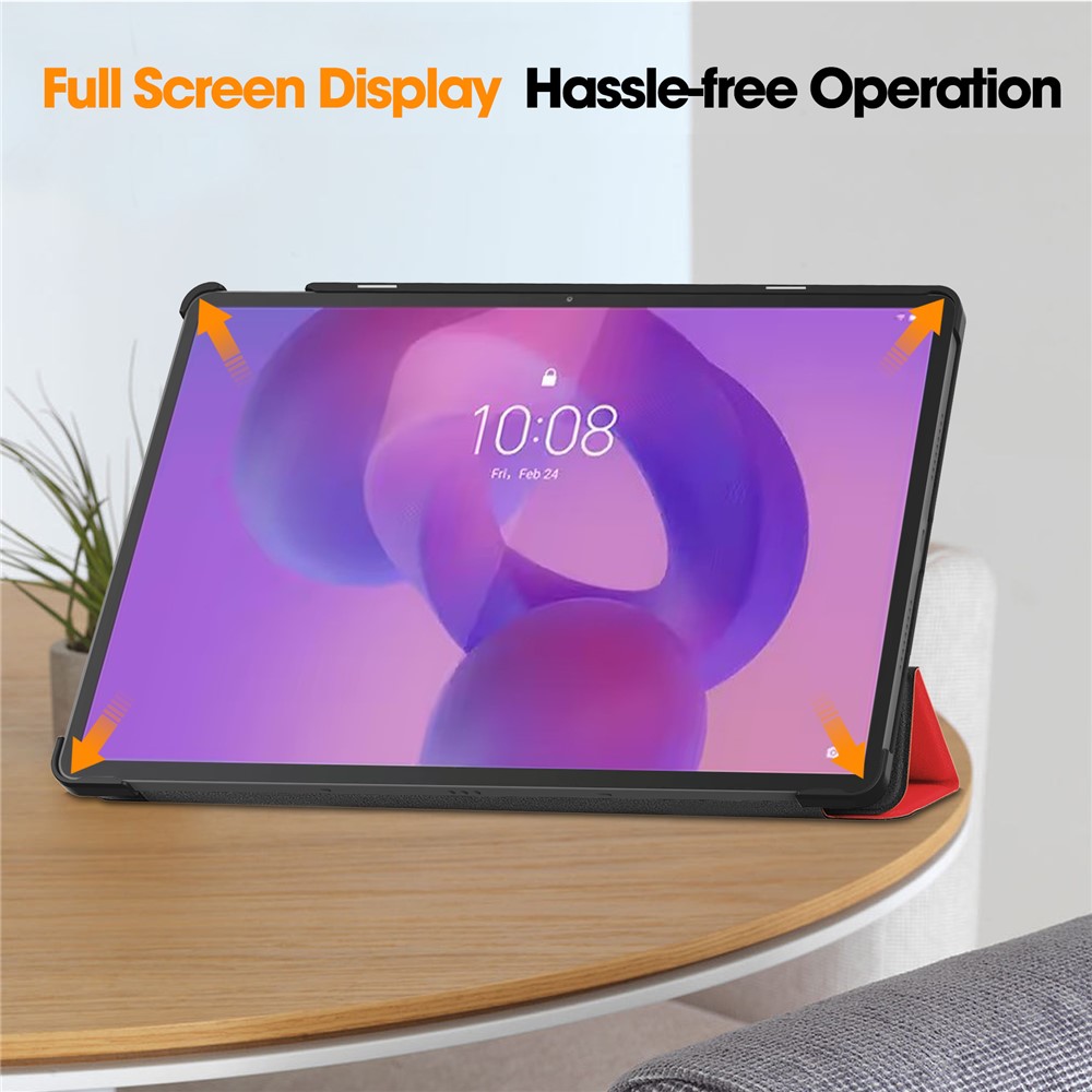  Lenovo Idea Tab Pro Fodral Tri-Fold Läder Röd