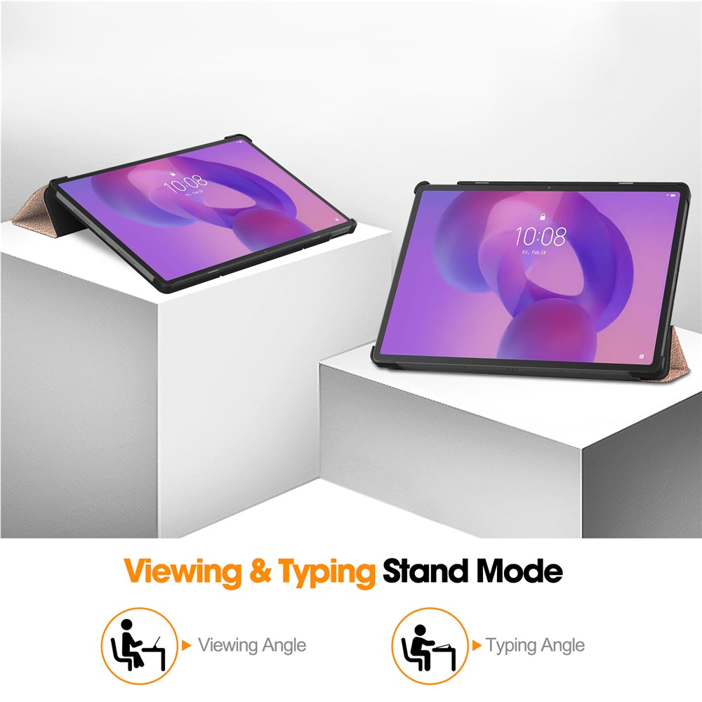  Lenovo Idea Tab Pro Fodral Tri-Fold Läder Roséguld