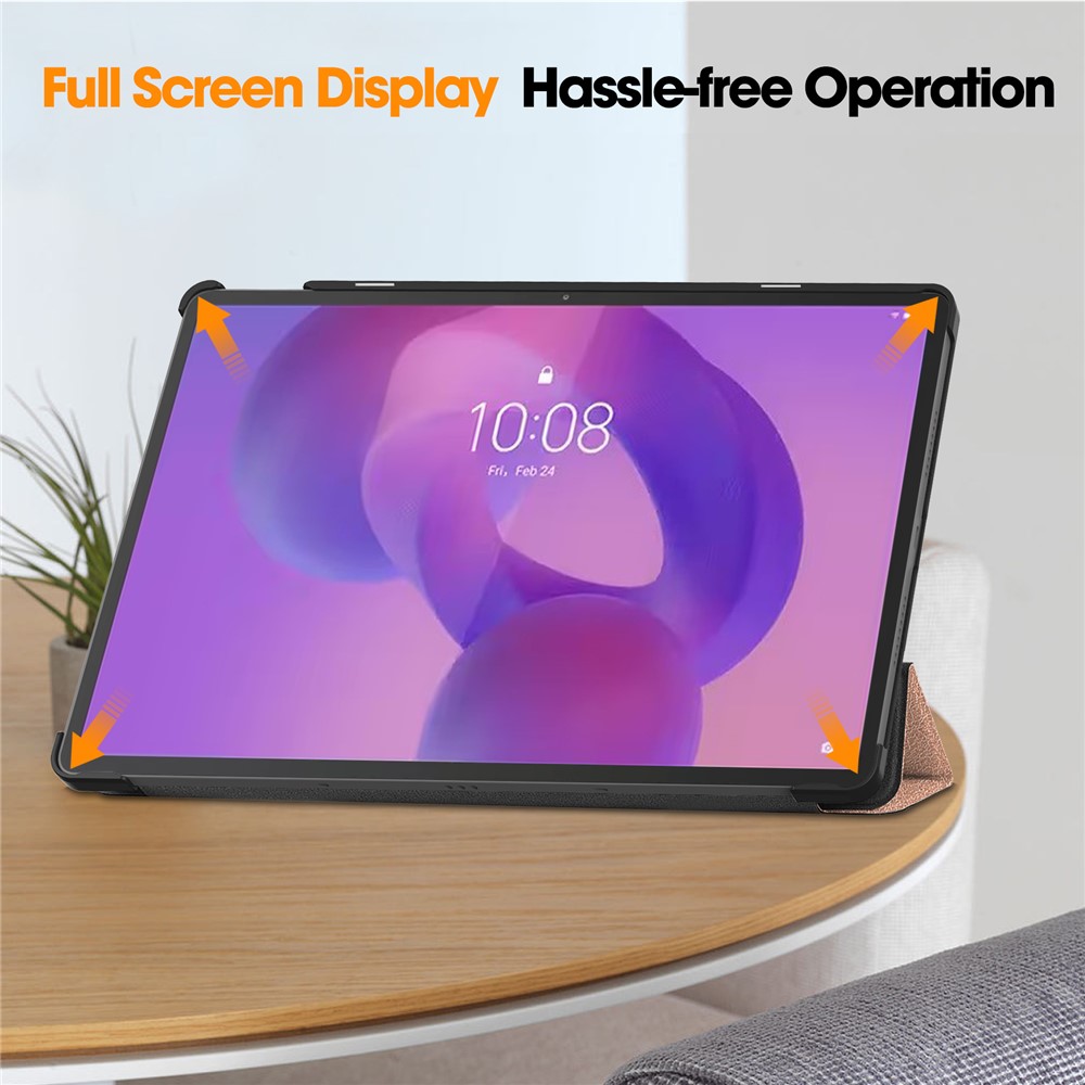  Lenovo Idea Tab Pro Fodral Tri-Fold Läder Roséguld
