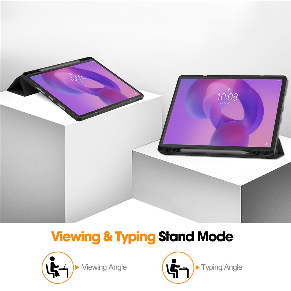  Lenovo Idea Tab Pro Fodral Tri-Fold Läder Svart