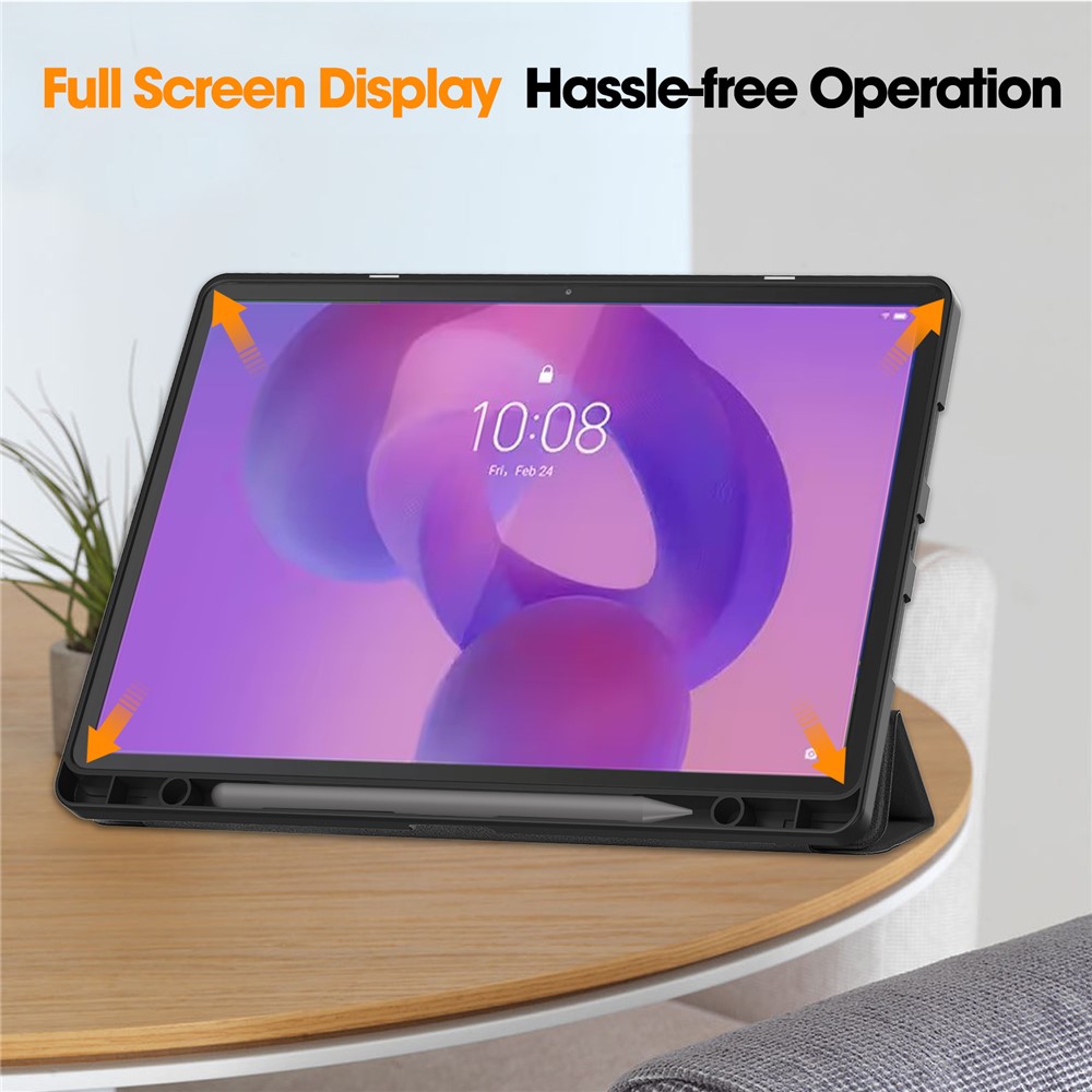  Lenovo Idea Tab Pro Fodral Tri-Fold Läder Svart